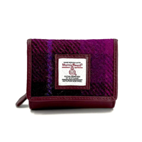 Image for Maccessori Harris Tweed Trifold Purse, Purple Check