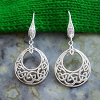 Image for Clandela Sterling Silver Celtic Open Circle CZ Drop Hook Earrings