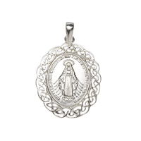Clandela Sterling Silver Celtic Miraculous Medal Pendant, 27mm