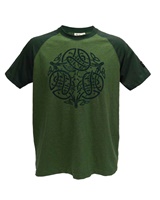 Image for Book of Kells Celtic Knot Raglan T-shirt - Moss Green