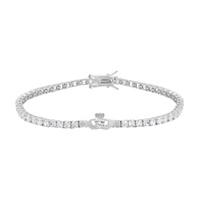 Image for Solvar Sterling Silver White CZ Claddagh Tennis Bracelet