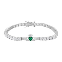 Image for Solvar Silver Green CZ Claddagh Heart Tennis Bracelet