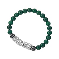 Image for Solvar Rhodium Plated Celtic Knot Green Bead Bracelet