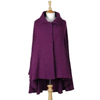 Celtic 3 Button Cropped Cape by Kerry Woollen Mills, Burgundy