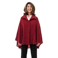 Image for Celtic 3 Button Cropped Cape by Kerry Woollen Mills, Red