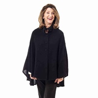 Celtic 3 Button Cropped Cape by Kerry Woollen Mills, Black