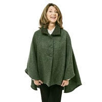Image for Celtic 3 Button Cropped Tweed Cape by Kerry Woollen Mills, Green Fleck