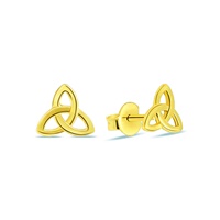 Kilkenny Silver Yellow Gold Celtic Trinity Knot Stud Earrings