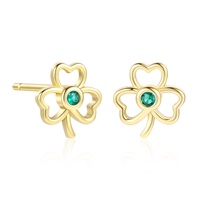 Kilkenny Silver Yellow Gold Celtic Shamrock Stud Earrings with Stones