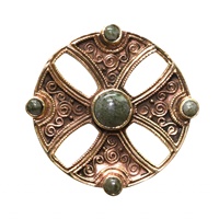 Kilkenny Silver Irish Connemara Marble Bronze Celtic Brooch