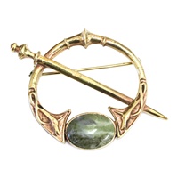 Kilkenny Silver Connemara Marble Tara Bronze Celtic Brooch