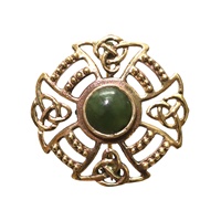 Kilkenny Silver Connemara Marble Bronze Celtic Cross Knot Brooch
