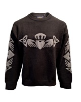 Image for Claddagh Crew Neck Jumper in Black & Grey