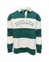 Ireland Stripe Long Sleeve Rugby Shirt in Evergreen & Cream