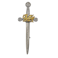 Image for Kilt Pin Gilt Dragon Crest - Chrome Finish