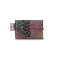 Image for Islander Card Wallet with HARRIS TWEED - Pink/Green Tartan