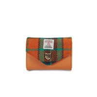 Image for Islander Small Clasp Purse with HARRIS TWEED - Orange/Blue Tartan