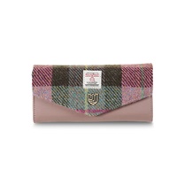 Image for Islander Large Clasp Purse with HARRIS TWEED - Pink/Green Tartan