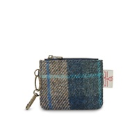 Image for Islander Card Zip Wallet with HARRIS TWEED - Navy and Beige Tartan