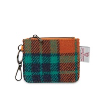 Image for Islander Card Zip Wallet with HARRIS TWEED - Orange/Blue Tartan