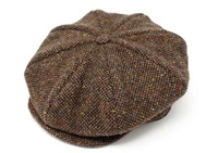 Hanna Hats Eight Panel Tweed Cap - Brown Fleck