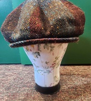 Hanna Hats Eight Panel Tweed Cap - Dark Berry Patch