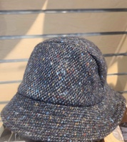 Hanna Hats Eske Travel Tweed Hat - Navy and Aqua Fleck
