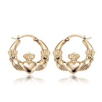 Image for 14k Gold Vermeil Medium Claddagh Hoop Earrings