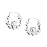 Image for Sterling Silver Claddagh Creole Earrings, Small