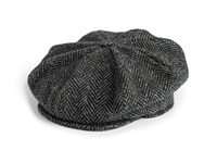 Image for Hanna Hats Eight Panel Tweed Cap - Grey Herringbone Fleck