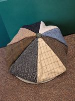 Hanna Hats Eight Panel Tweed Cap - Blue/Brown Patch