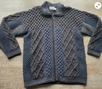 Image for Hand Knit Zip Cardigan - Navy, Charcoal and Brown with Fleck