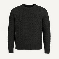 Image for Kerry Woolen Mills Pure New Wool Aran Sweater - Charcoal