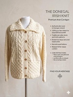 Image for Tivoli Irish Aran Cardigan Sweater in Natural