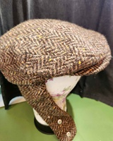 Image for Ear Flap Tweed Vintage Cap, Brown Herringbone