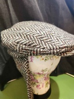 Image for Hanna Vintage Tweed Cap with Ear Flap,Grey/ Brown Herringbone W/Fleck
