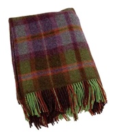 Image for John Hanly Irish Picnic Blanket Large - Green and Purple Mixed Tartan
