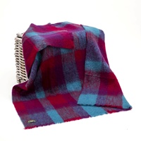 Image for John Hanly Mohair Throw Blanket - Purple, Red and Blue Block
