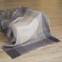 Image for John Hanly Mohair Throw Blanket - Beige Grey Large Block