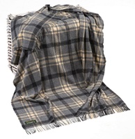 Image for John Hanly Lambswool Throw - Grey Beige Check