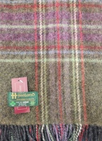 Image for John Hanley Lambswool Throw - Olive Green and Purple