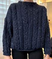 Image for Tivoli Wool and Silk Rolled Neck Large Sweater, Navy Blue with Light Blue Fleck