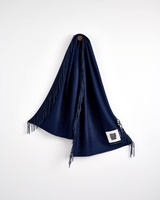 Avoca WARP Vertically Fringed Merino Scarf, Navy