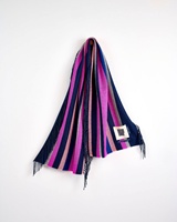Avoca WARP Vertically Fringed Merino Scarf, Multicolour Stripe