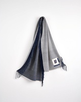 Avoca WARP Vertically Fringed Merino Scarf, Navy and Cream