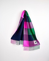 Avoca WARP Two Tails of Merino Scarf, Green and Pink