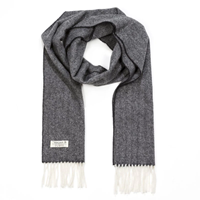 Image for John Hanly Irish Lambswool Long Scarf, Plain Charcoal Herringbone