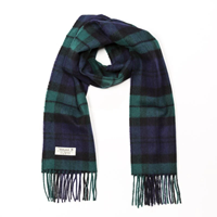 Image for John Hanly Irish Lambswool Short Scarf, Black Watch Tartan