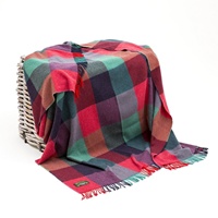 Image for John Hanley Lambswool Throw - Bright Pink, Purple and Teal Block Check