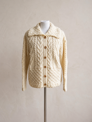 Image for Tivoli Irish Aran Cardigan Sweater in Natural